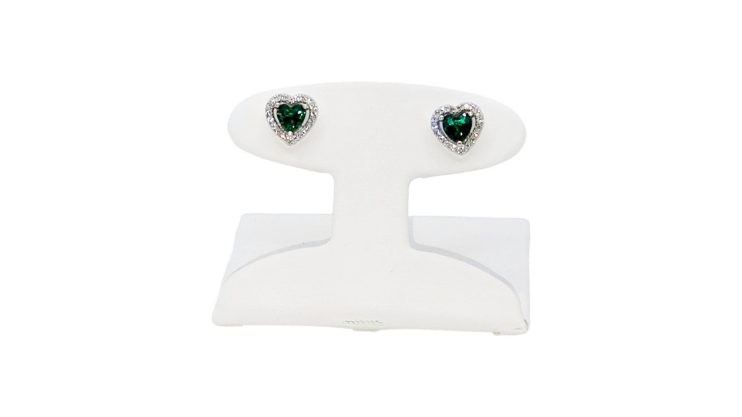 Emerald Green Heart Earrings