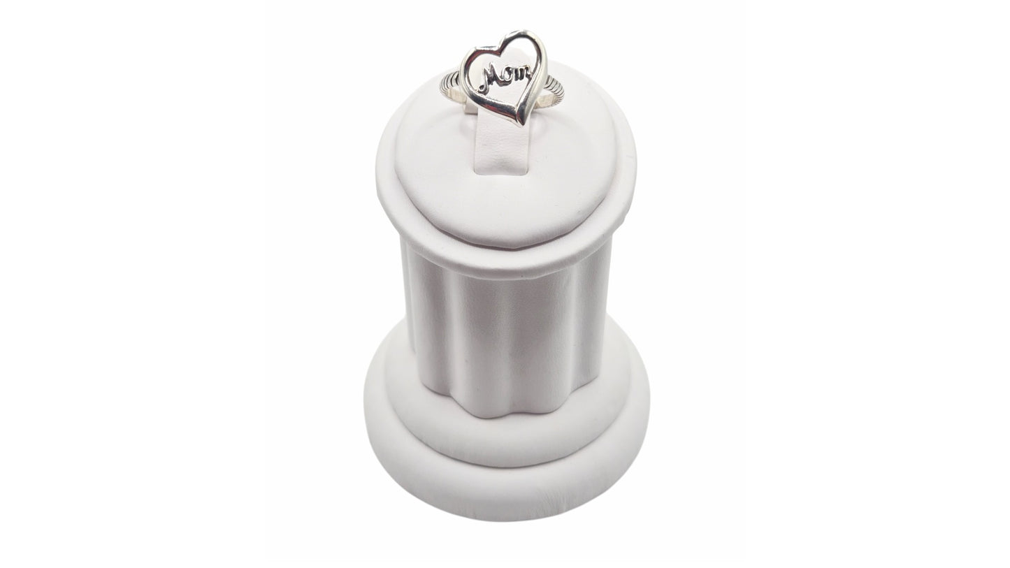 Silver Mom Heart Ring