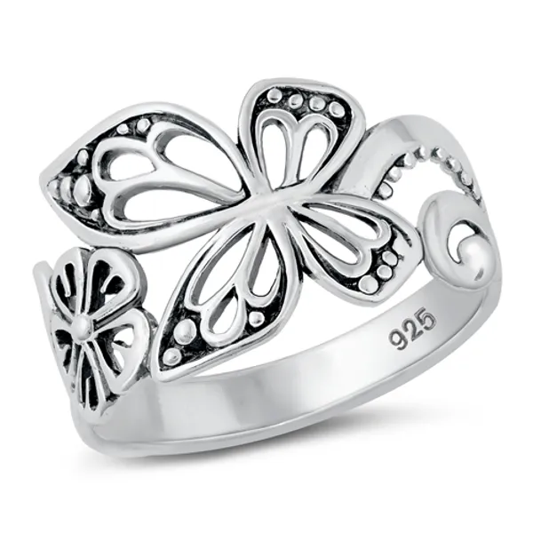 Side Butterfly w/ Flower Ring