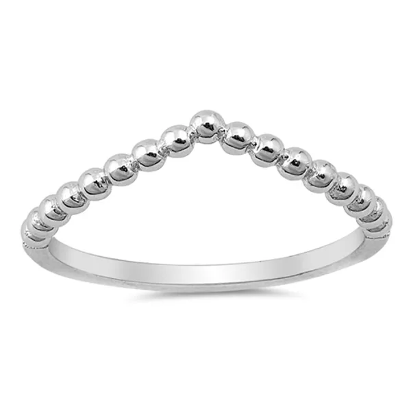 V-shaped Silver Dots Ring