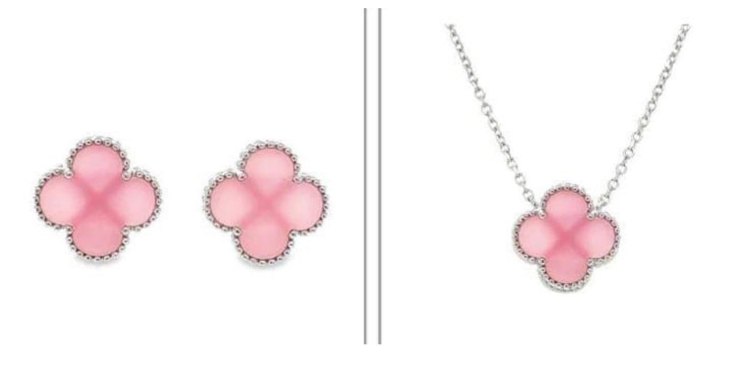 Pink Clover Earrings + Single Clover