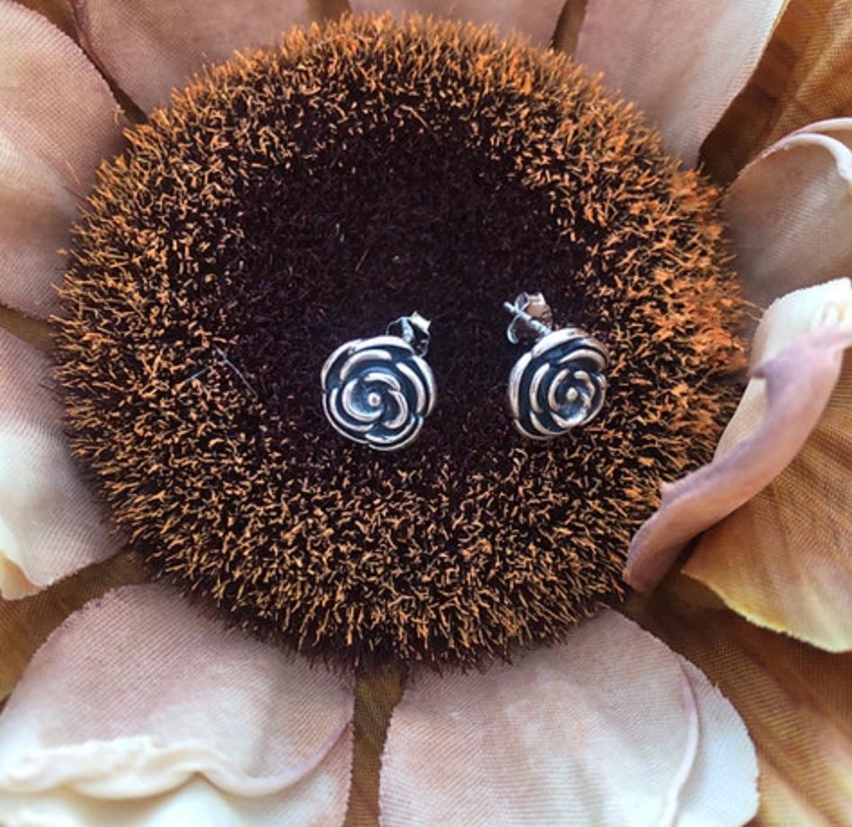 Single Rose Stud Earrings