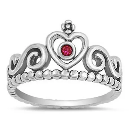 Ruby Heart Crown Ring