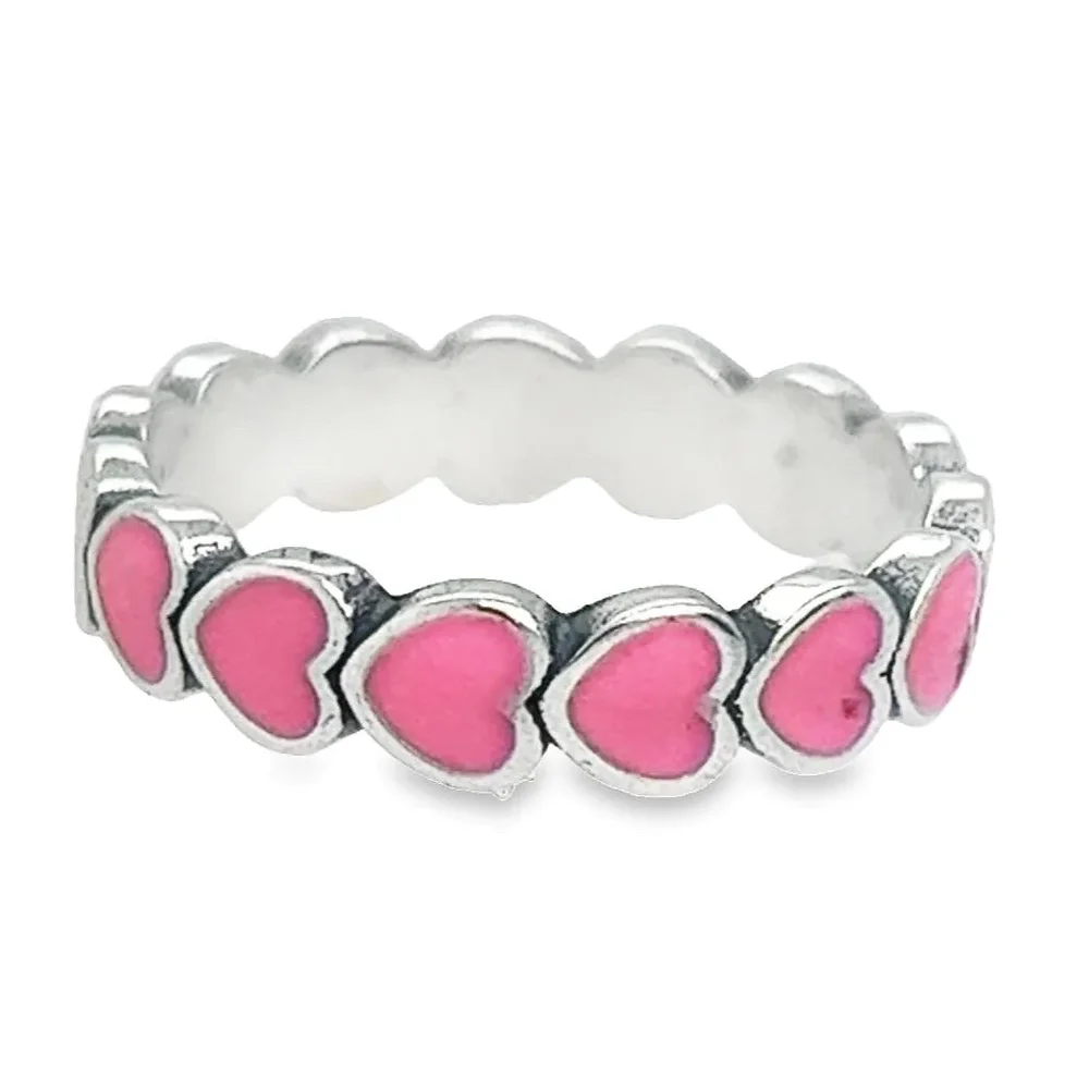 Pink Hearts Band Ring