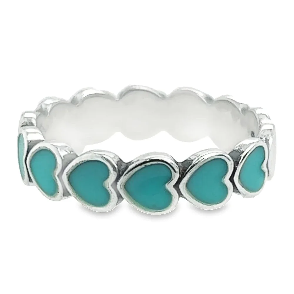 Turquoise Hearts Band Ring