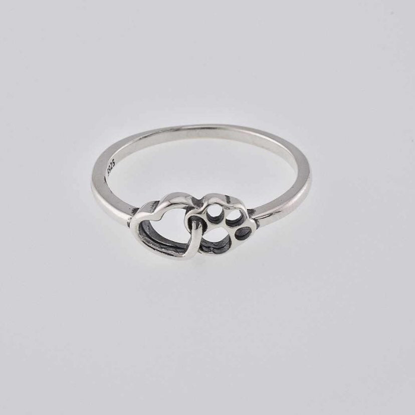 Paw and Heart Outline Ring